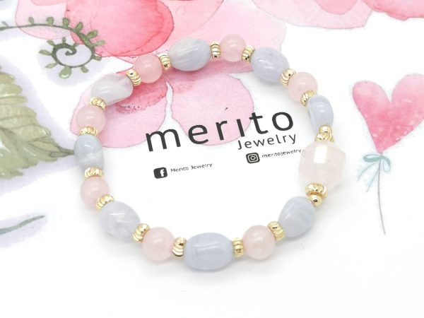 Rose Quartz and Blue Lace Agate Bracelet
