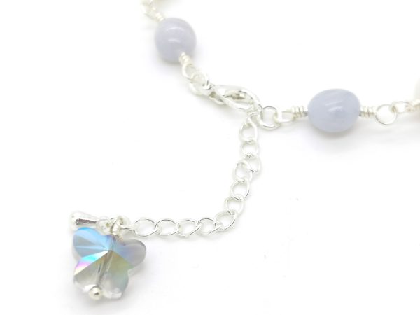 Blue Lace Agate and Pearl Bracelet