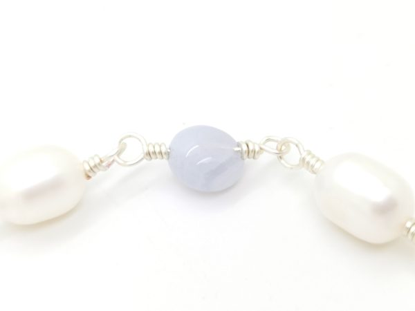 Blue Lace Agate and Pearl Bracelet