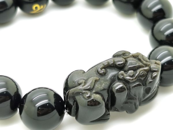 Obsidian Bracelet with Obsidian Pixui